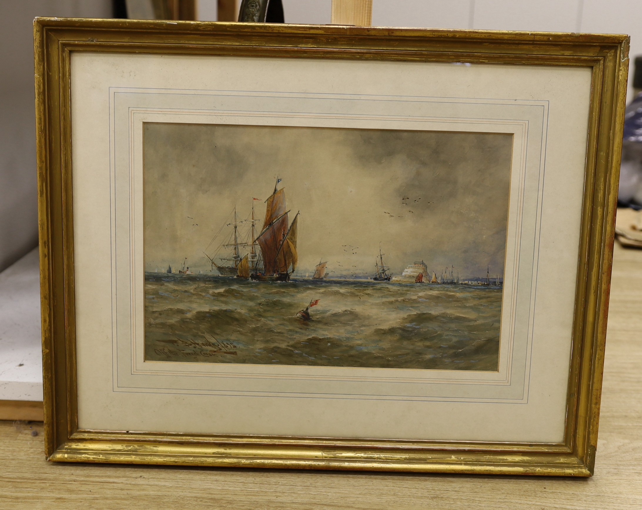 Thomas Bush Hardy (1842-1897), watercolour, 'Off the French Coast', signed and dated 1895, 26 x 39cm